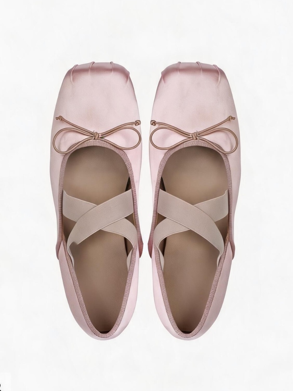 Women's Ballet Flats in Blush Pink with Cross-Strap Detail